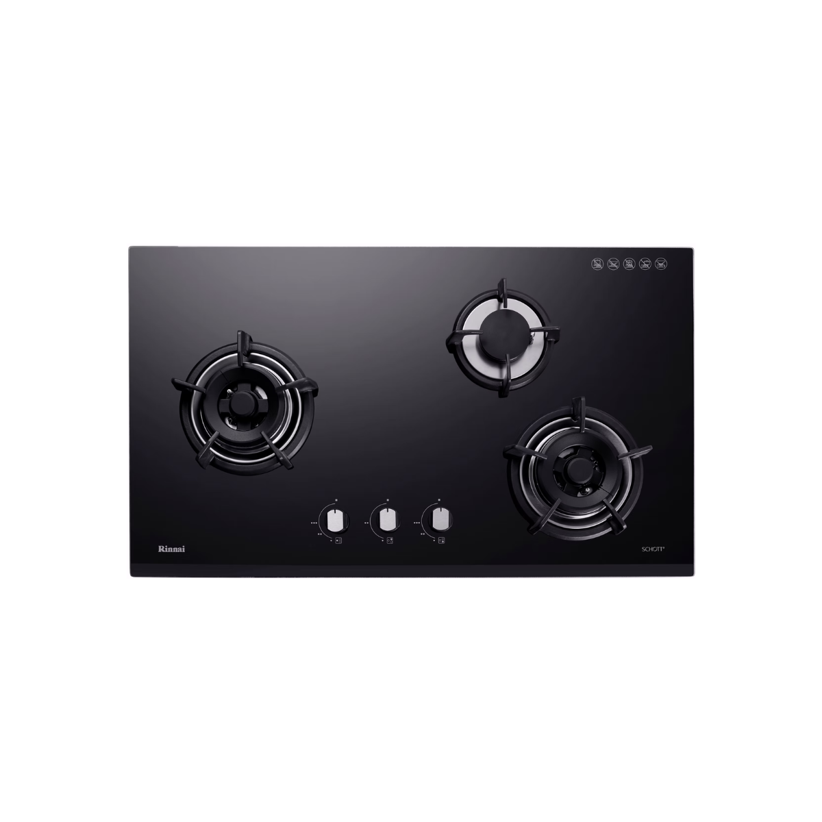Rinnai R-891VMSⅢ Rinnai RB-93UG - 88cm Tempered Glass Gas Hob 3 Burners – Hob Hood SG