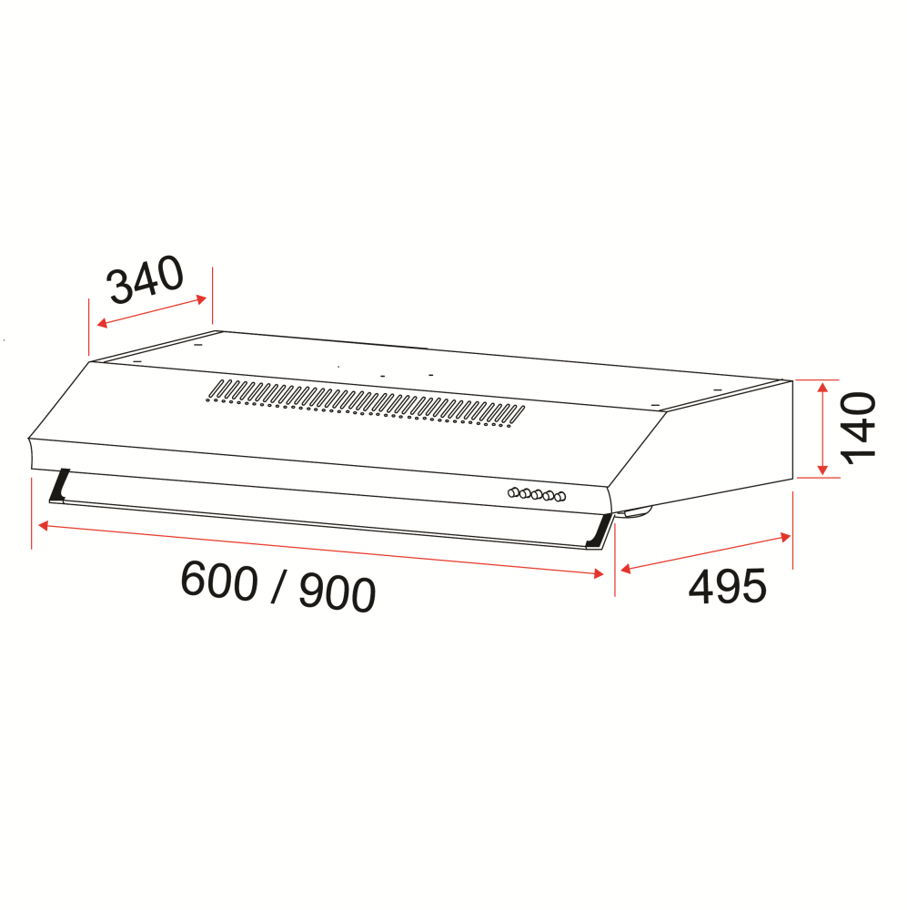 EF EFCH6101HMSSL - 60cm Stainless Steel Slimline Hood