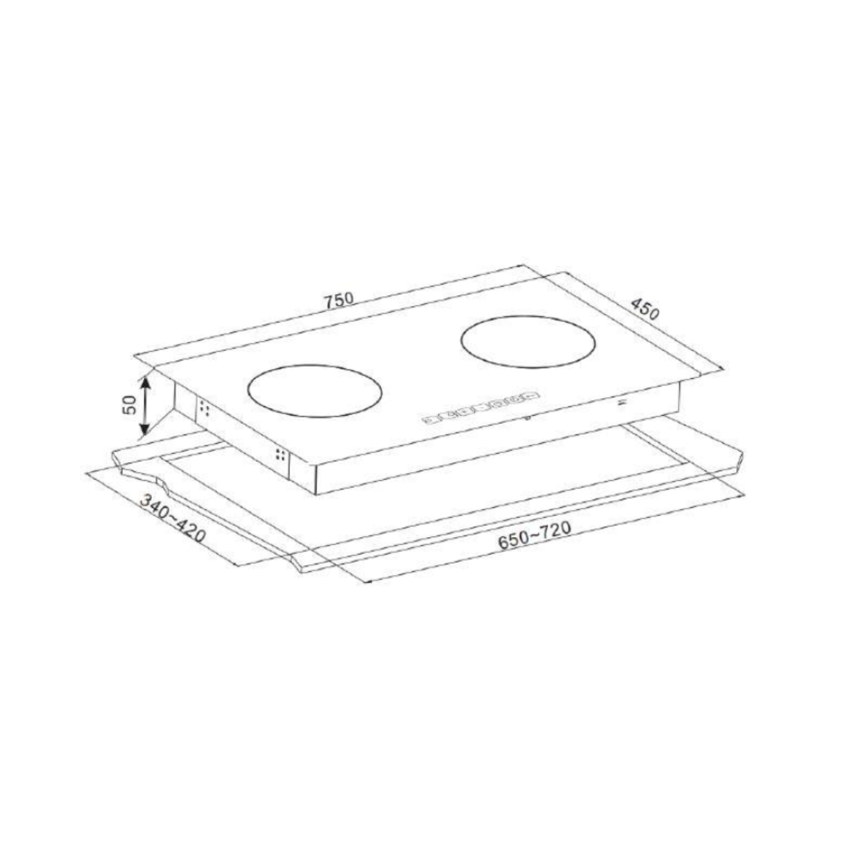 EuropAce By Otimmo EIH5220V - 75cm Induction Hob 2 Burners