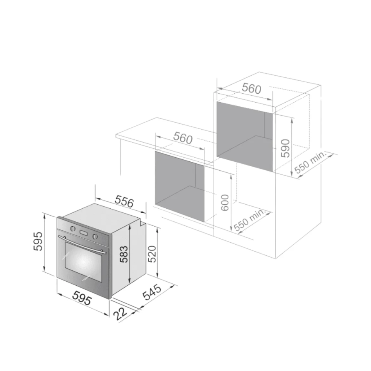 Elba EL 8 XLXB - 74L 11 Functions Built-In Oven