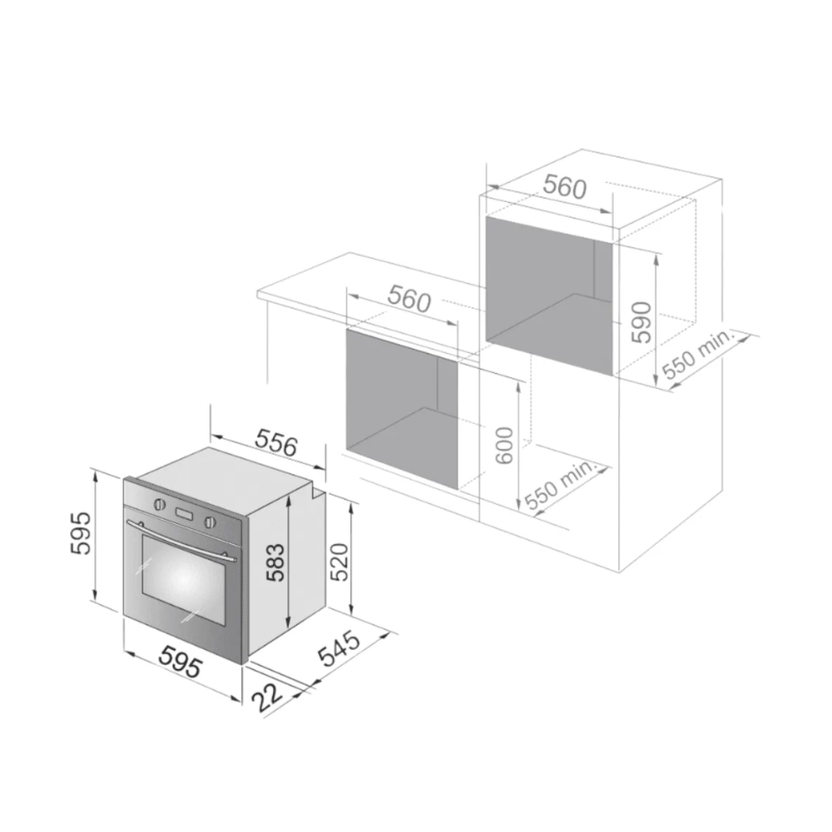 Elba EL 11 XLB 300 - 74L 11 Functions Built-In Oven