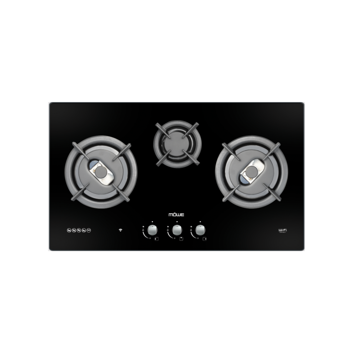 Möwe MW370G - 78cm Tempered Glass Gas Hob 3 Burners