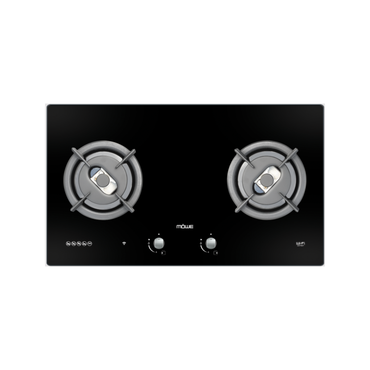 Möwe MW270G - 78cm Tempered Glass Gas Hob 2 Burners