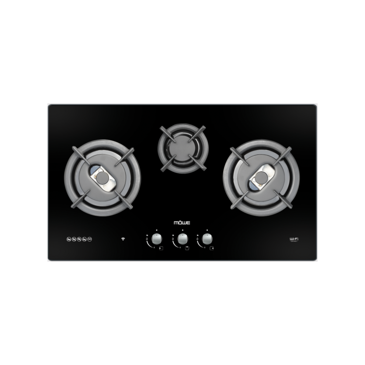 Möwe MW390G - 86cm Tempered Glass Gas Hob 3 Burners