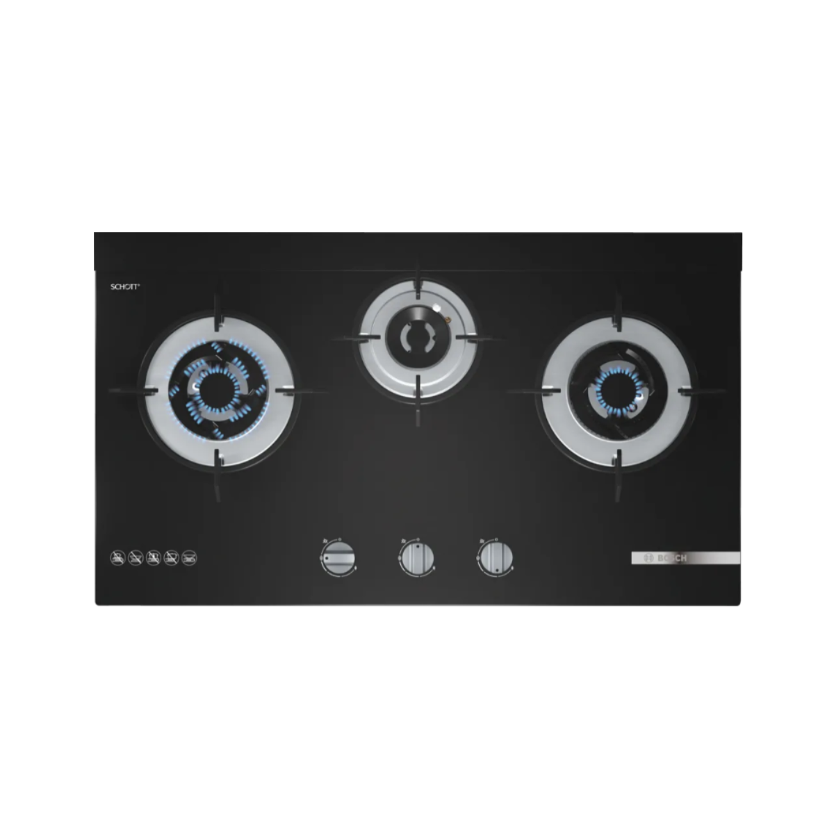 Bosch PMD83D31AF - 78cm Tempered Glass Gas Hob 3 Burners