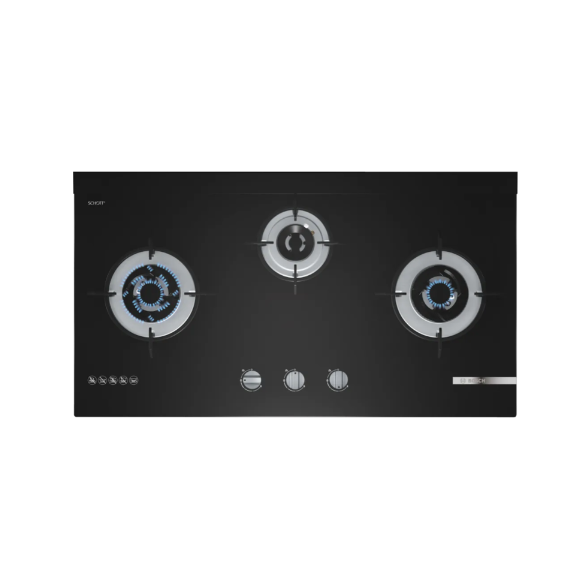 Bosch PMD93D31AF - 92cm Tempered Glass Gas Hob 3 Burners