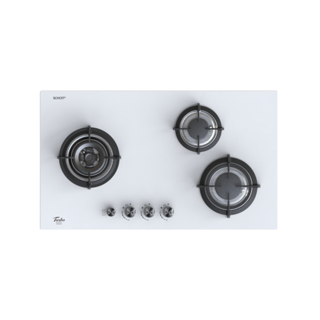 Turbo T883GV - 88cm Built-In Glass Gas Hob 3 Burners