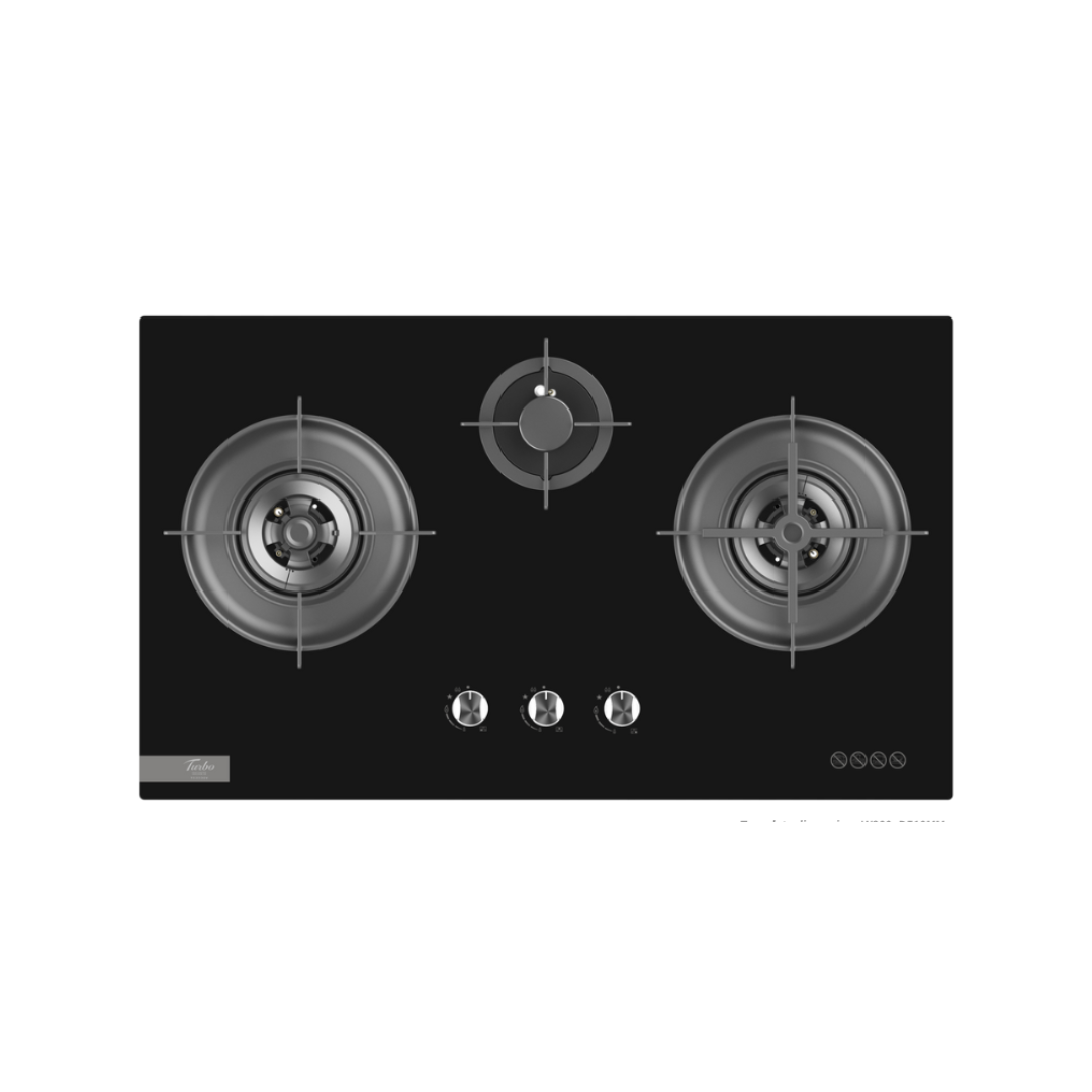 Turbo TC333GV - 86cm Built-In Glass Gas Hob 3 Burners