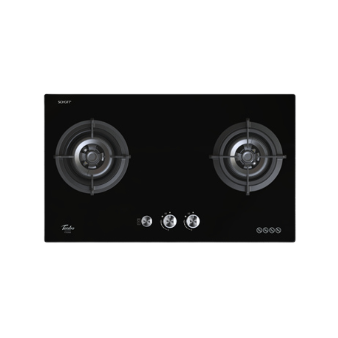 Turbo T762GV - 76cm Built-In Glass Gas Hob 2 Burners