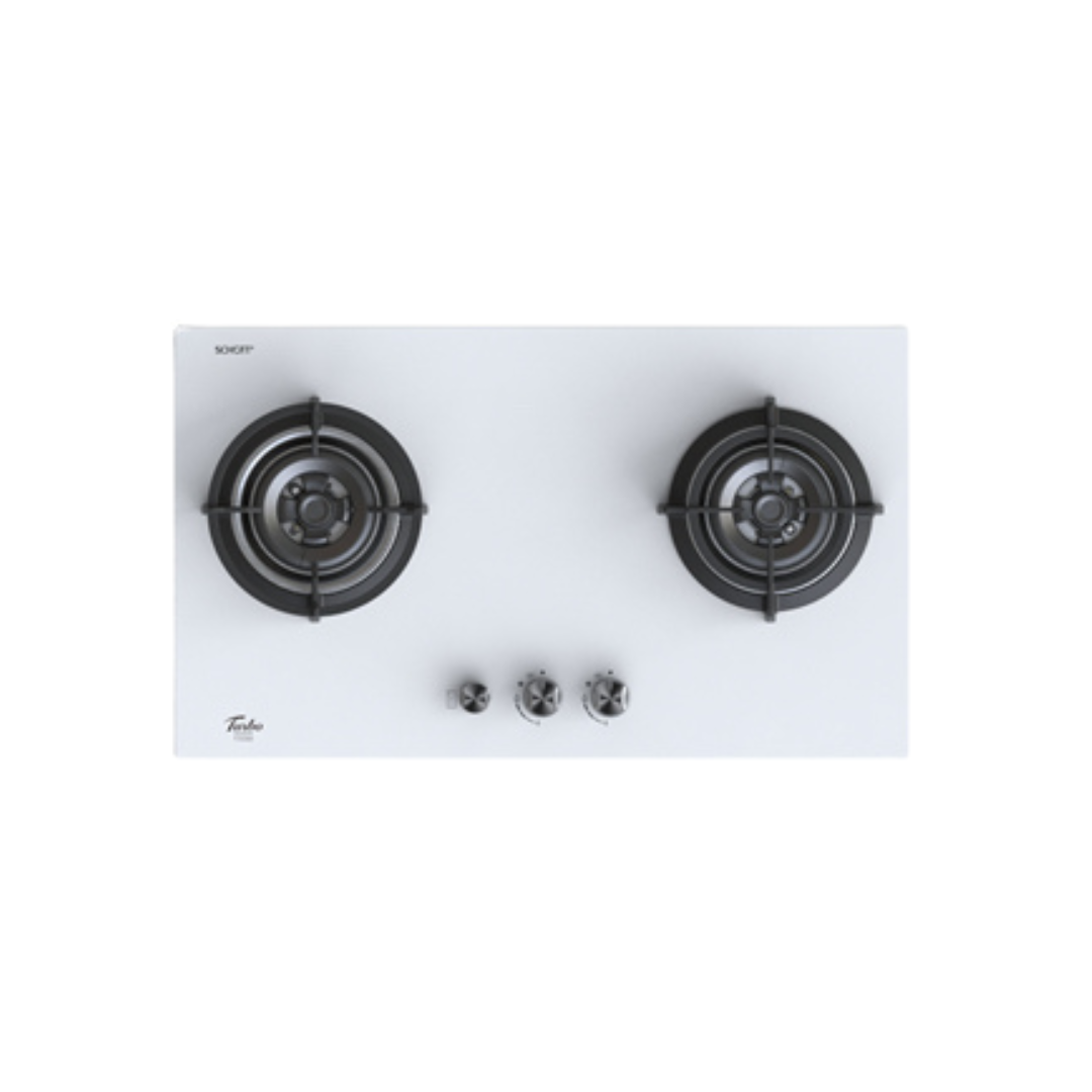 Turbo T762GV - 76cm Built-In Glass Gas Hob 2 Burners