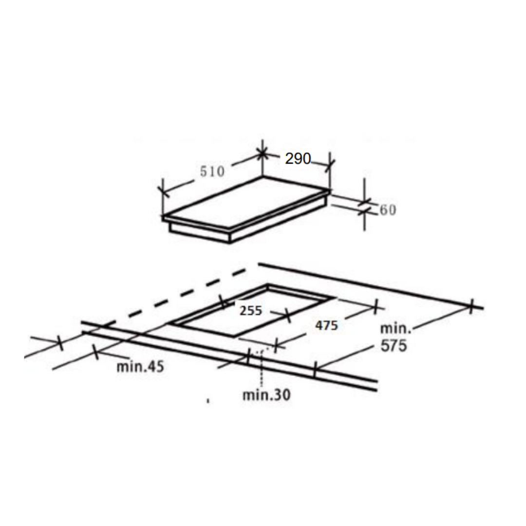 Brandt TG1432B - 30cm Domino Glass Gas Hob 2 Burners