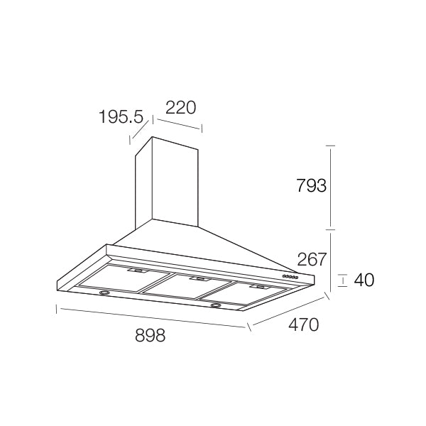 Aerogaz AZ-3503D - 90cm Stainless Steel Chimney Hood