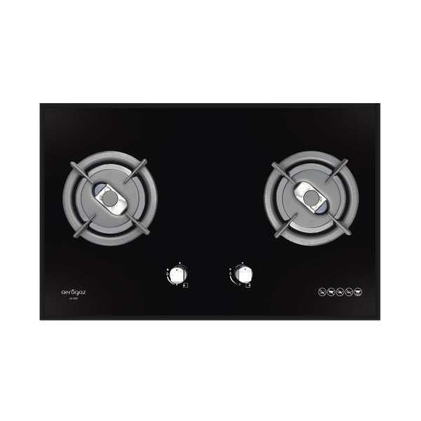 Aerogaz AZ-283F - 80cm Tempered Glass Hob 2 Burners