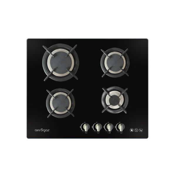 Aerogaz AZ-470F - 60cm Tempered Glass Hob 4 Burners