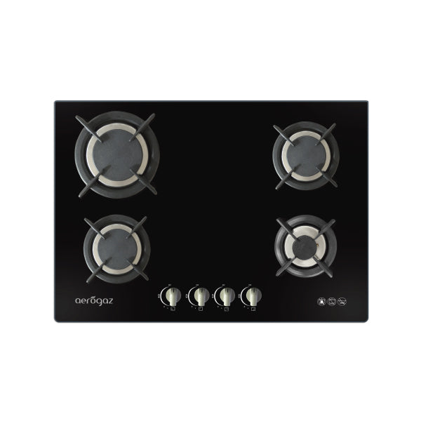 Aerogaz AZ-473F - 70cm Tempered Glass Hob 4 Burners