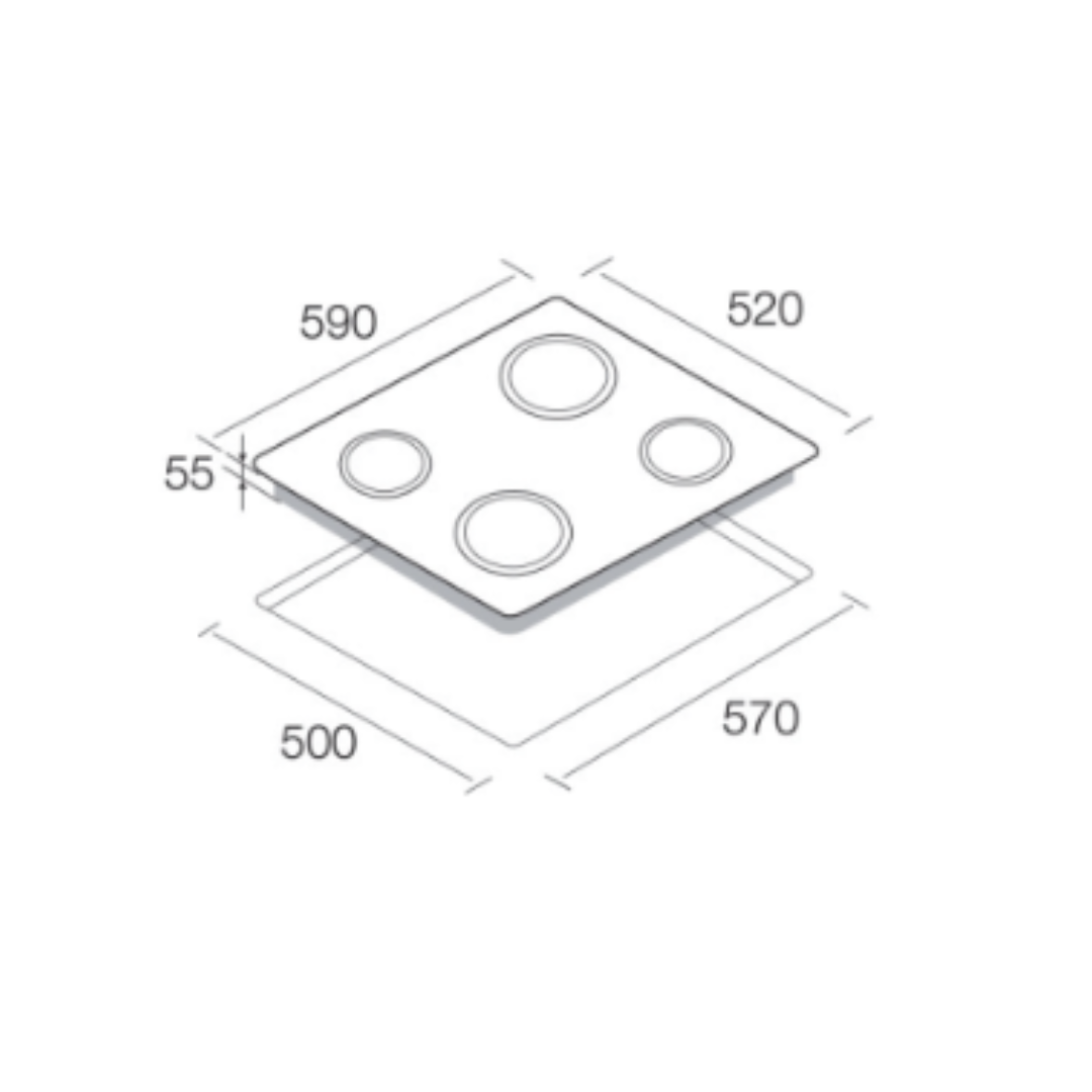 Aerogaz AZ-6528VC - 60cm Vitro-Ceramic Hob 4 Burners