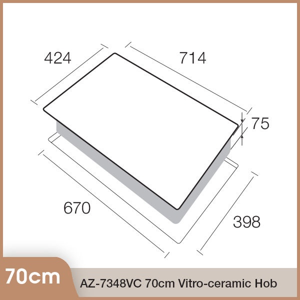 Aerogaz AZ-7348VC - 70cm Vitro-Ceramic Hob 2 Burners