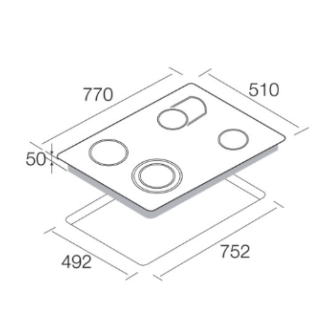 Aerogaz AZ-7528VC - 80cm Vitro-Ceramic Hob 4 Burners