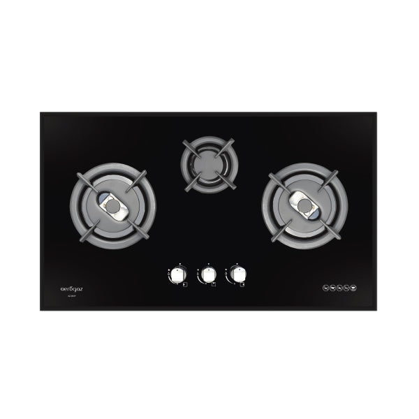 Aerogaz AZ-933F - 90cm Tempered Glass Hob 3 Burners