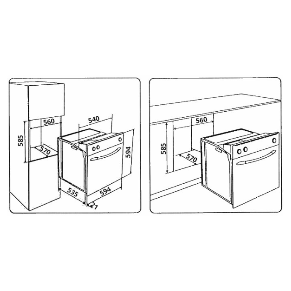 Tecno LARGO 60-8 - 58L 7 Functions Built-In Oven