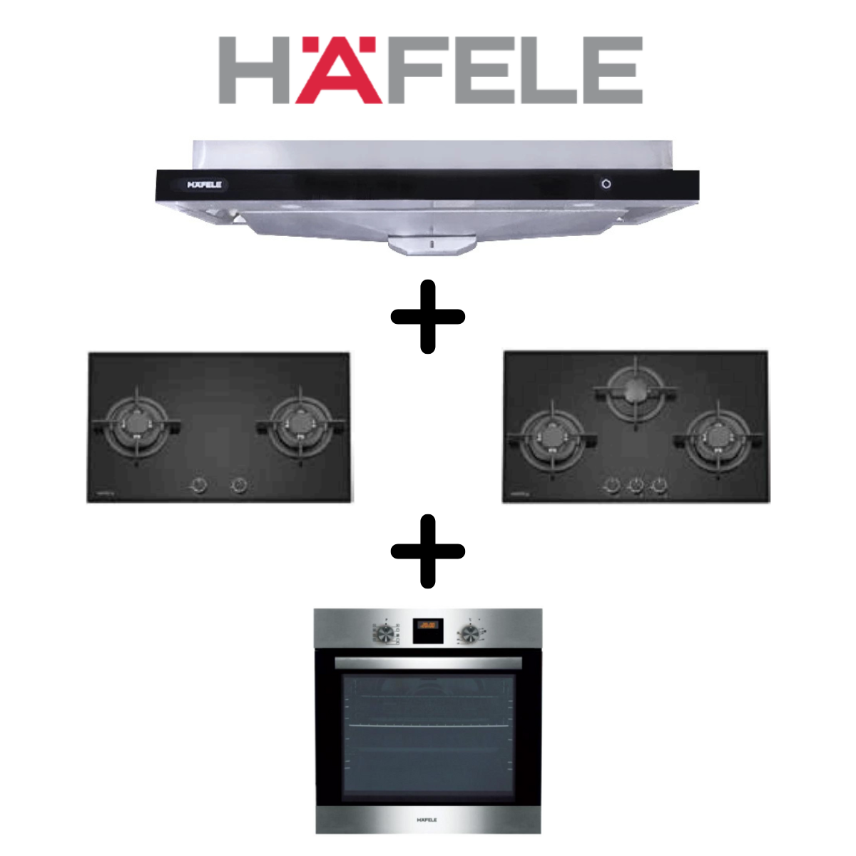Hafele 538.88.133 - 90cm Integrated Hood + Hob + Oven Bundle