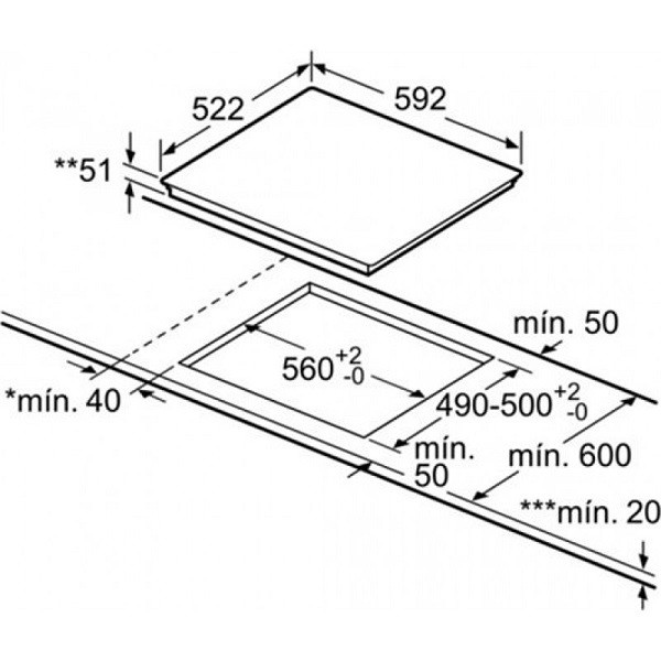 BOSCH PID631BB1E - 60cm Induction Hob 3 Burners