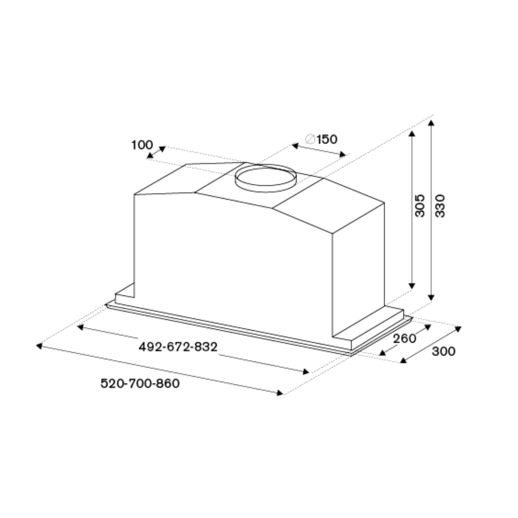 Bertazzoni KIN70MOD1XB - 70cm Stainless Steel Built-in Hood