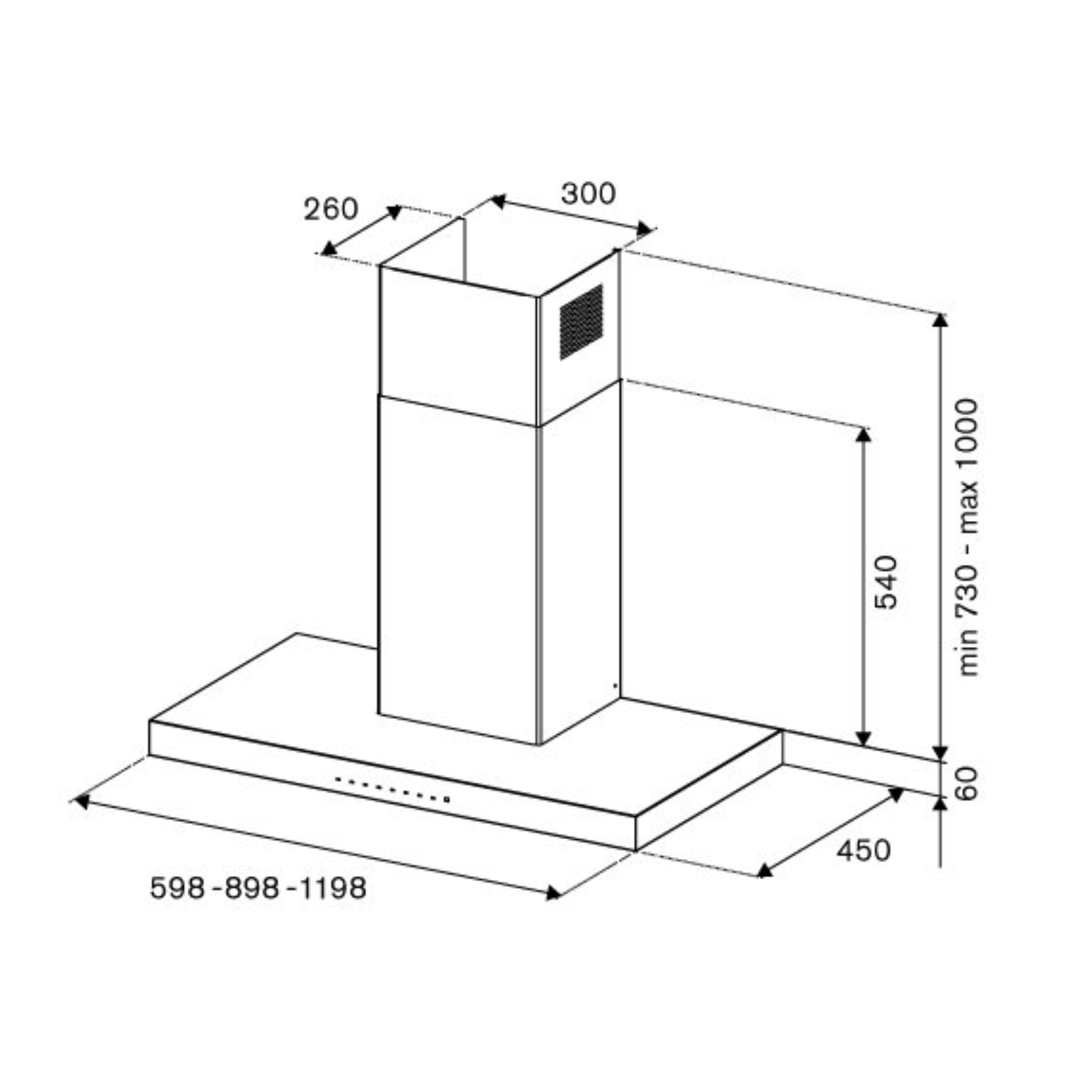 Bertazzoni KT60P1AXT - 60cm Stainless Steel Wall Mounted Hood