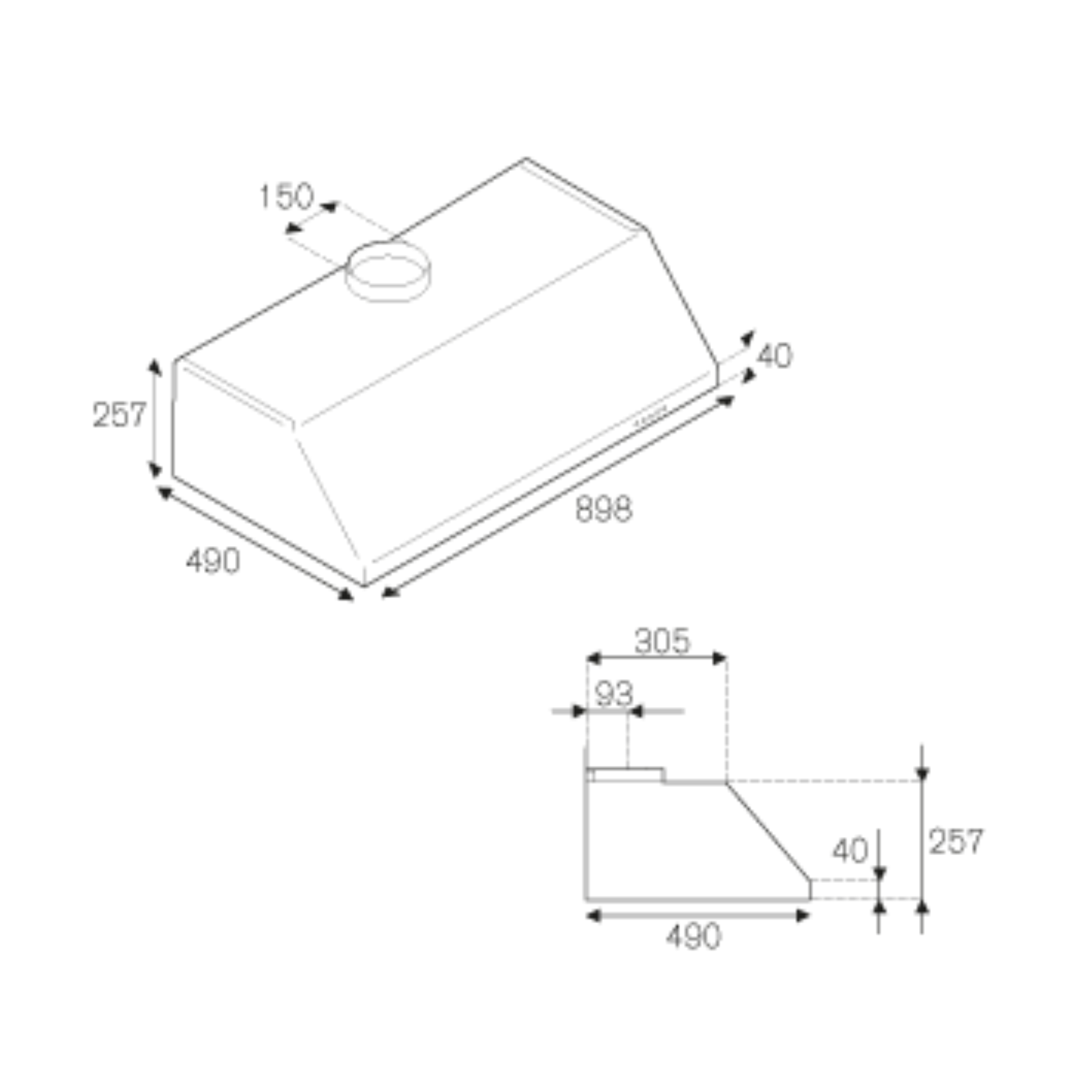 Bertazzoni KU90PRO1XA - 90cm Stainless Steel Undermount Hood