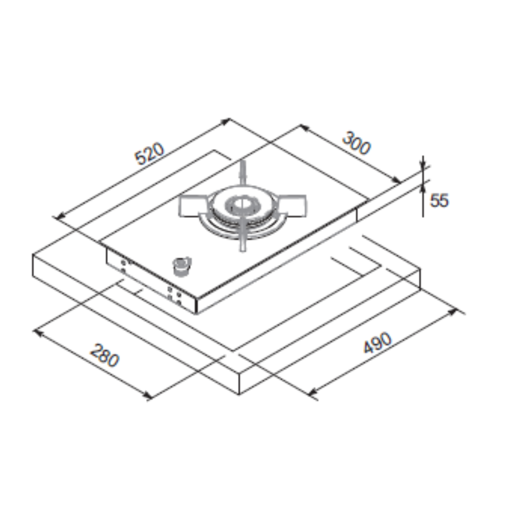 Bertazzoni P301CPROGNE - 30cm Tempered Glass Gas Hob 1 Burners