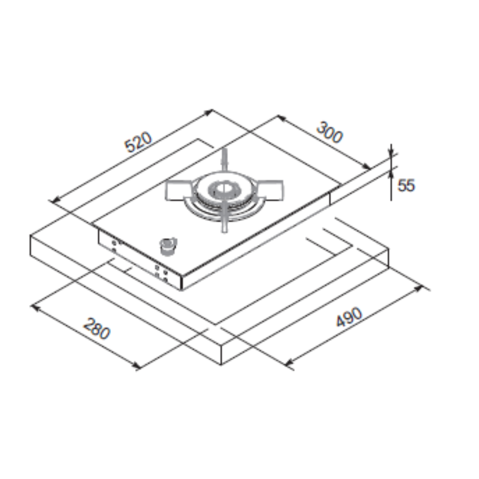 Bertazzoni P301CPROGNE - 30cm Tempered Glass Gas Hob 1 Burner