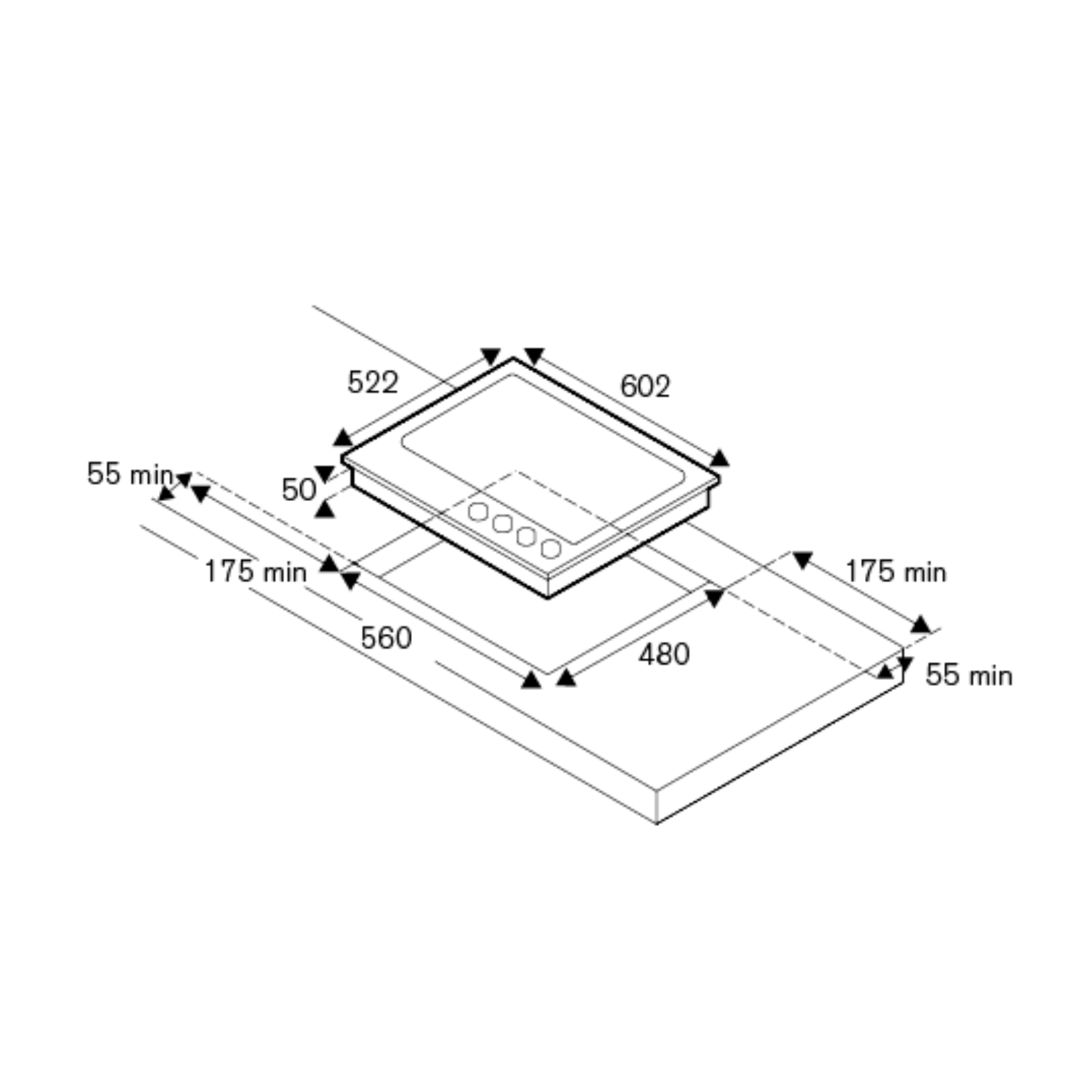 Bertazzoni P6501PROXE - 60cm Stainless Steel Gas Hob 4 Burners