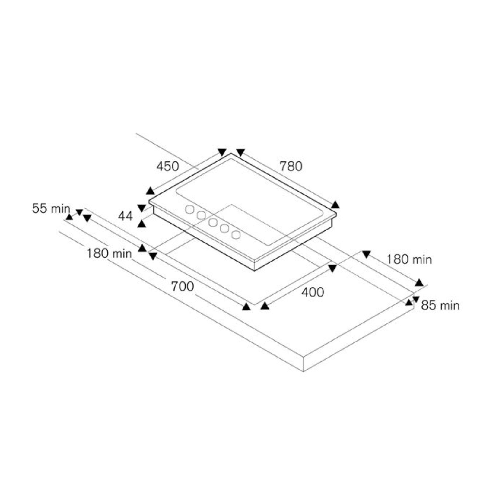 Bertazzoni P782BPROGNE - 78cm Tempered Glass Gas Hob 2 Burners