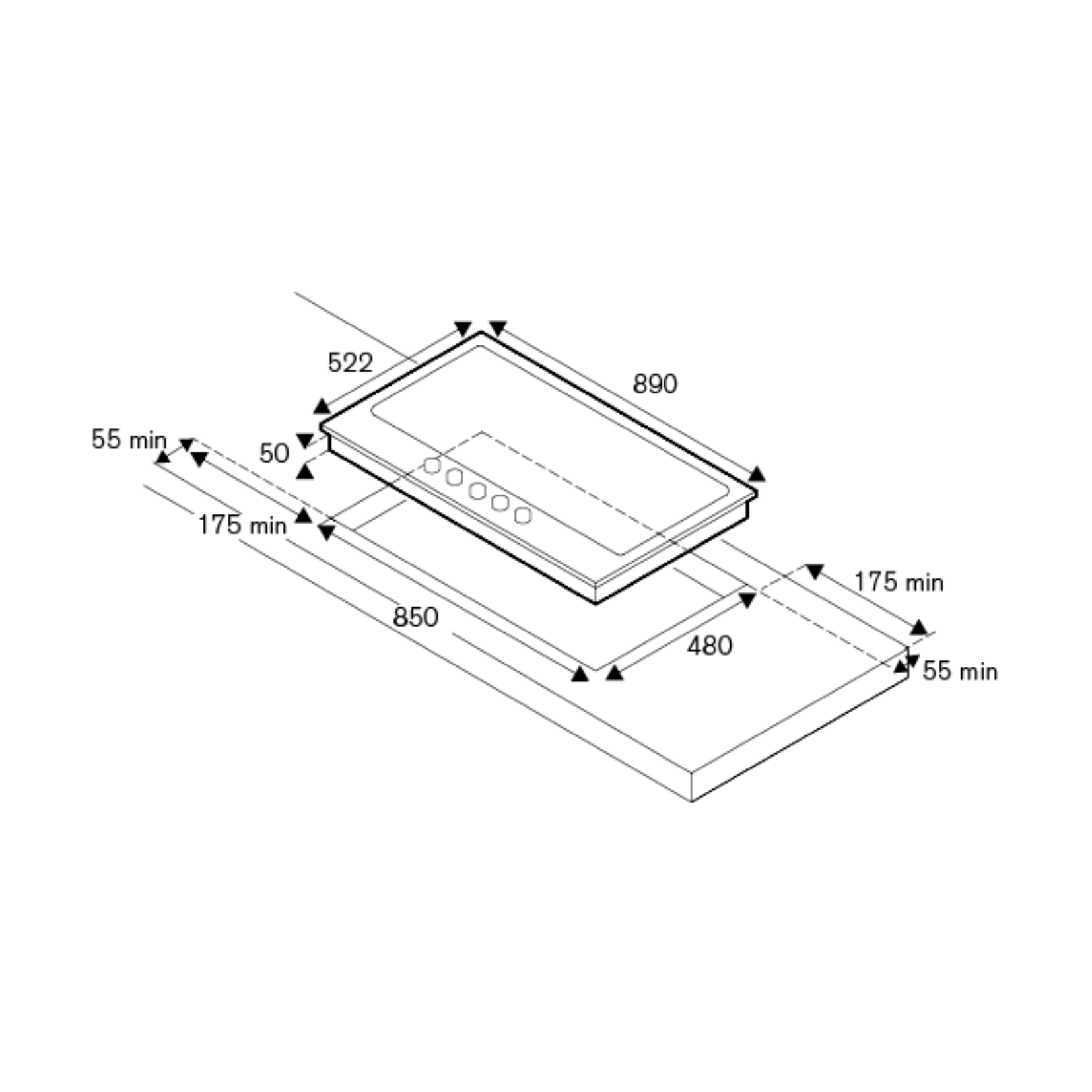 Bertazzoni P9501PROXE - 90cm Stainless Steel Gas Hob 3 Burners