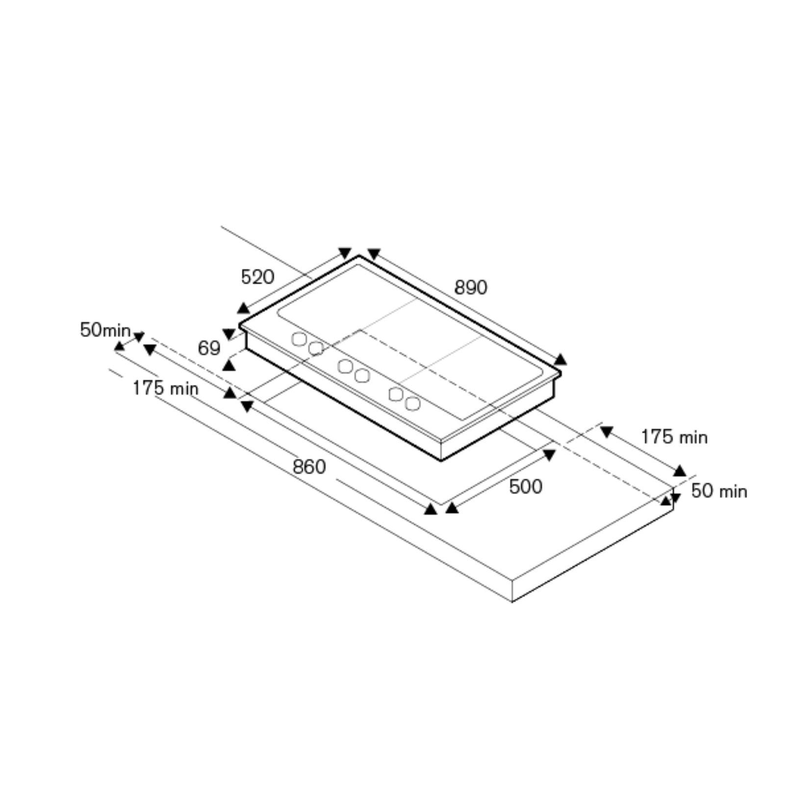 Bertazzoni PM365S0X - 90cm Stainless Steel Gas Hob 5 Burners