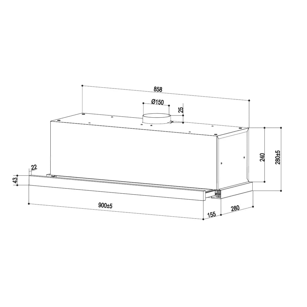 Brandt AT1490X - 90cm Stainless Steel Telescopic Slim Hood