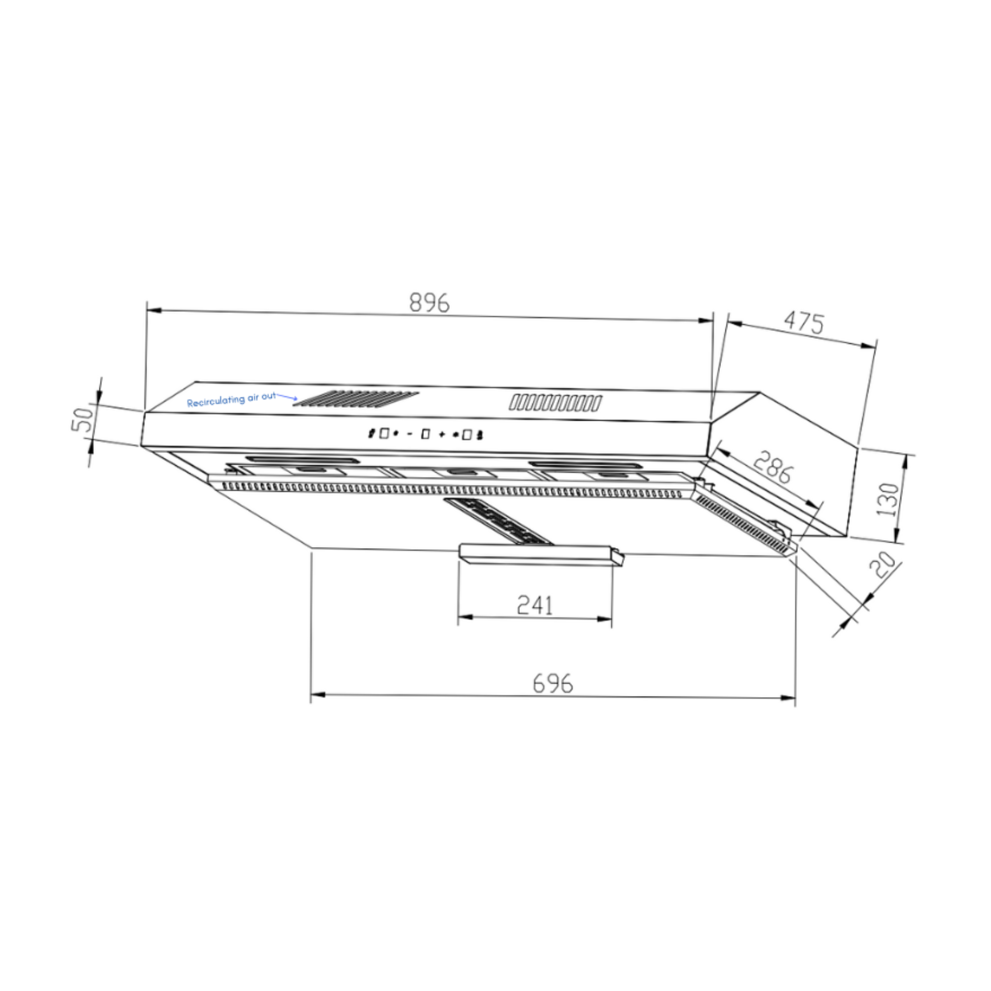 Turbo TAL65-802-90 BK - 90cm Slimline Hood