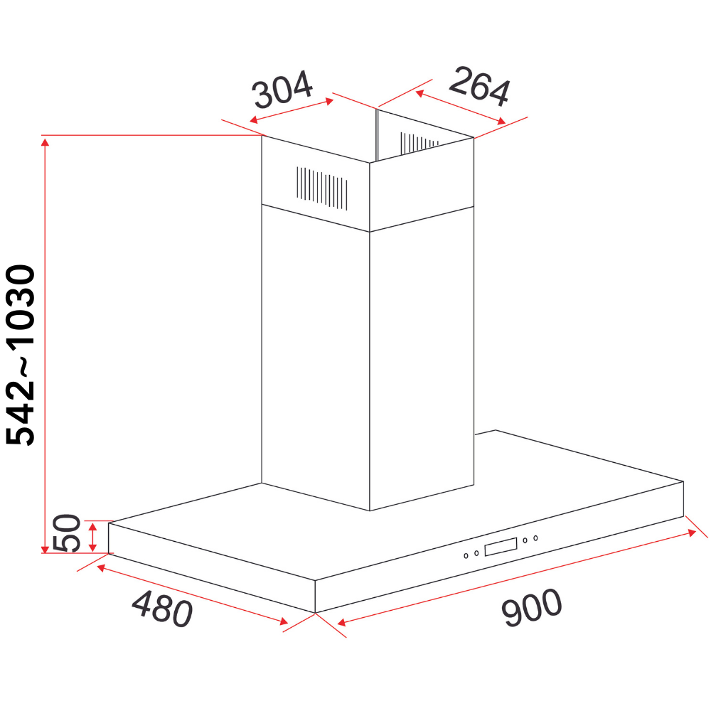 EF CKFINOSS - 90cm Stainless Steel Wall Mounted Hood