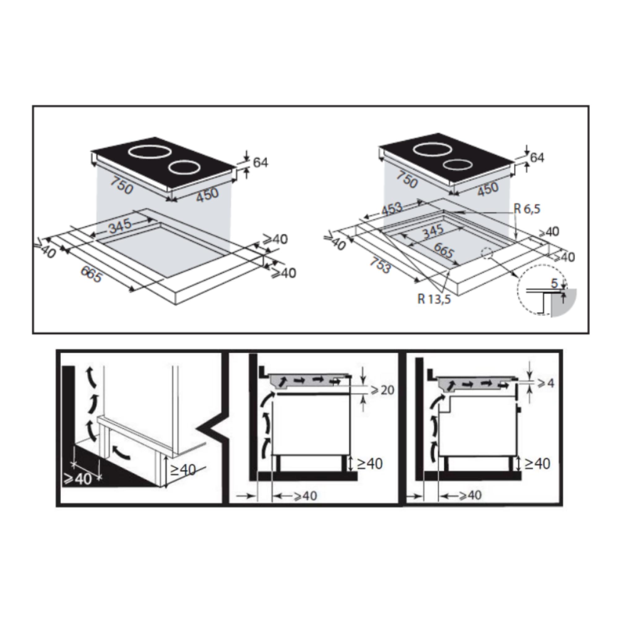 Brandt BPI272UBL - 75cm Induction Hob 2 Burners