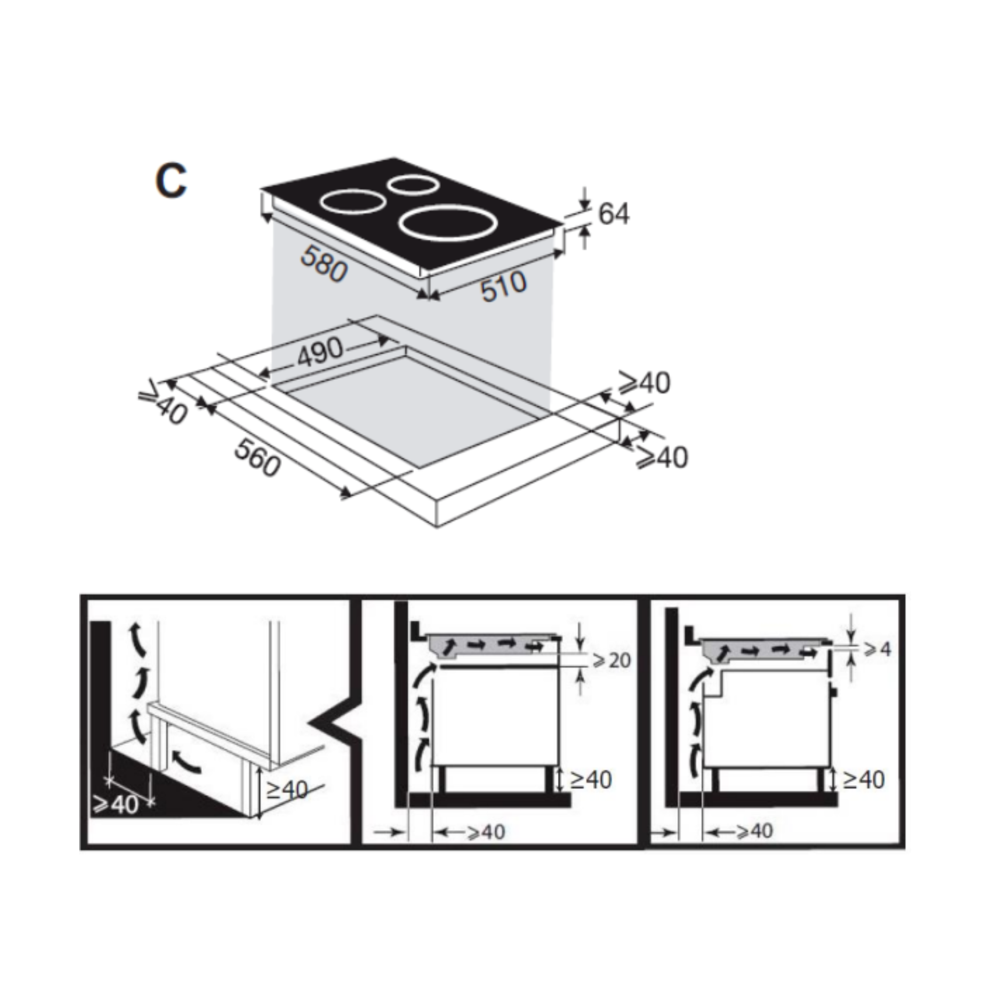 Brandt BPI1641PB - 60cm Induction Hob 4 Burners