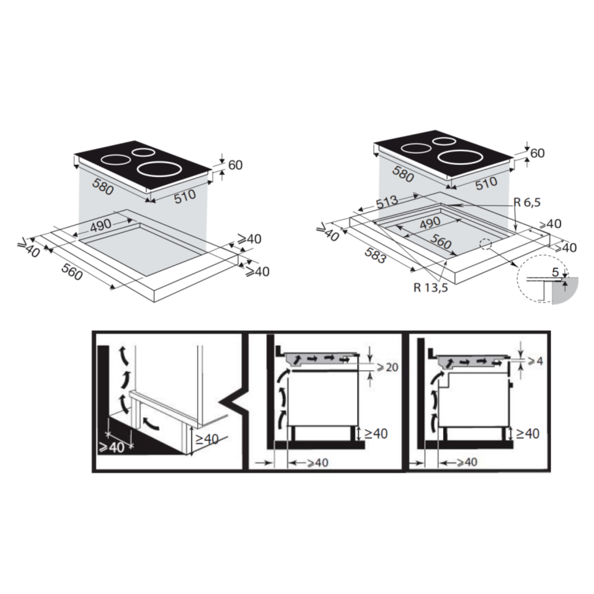 Brandt BPI2638UB - 60cm Induction Hob 3 Burners