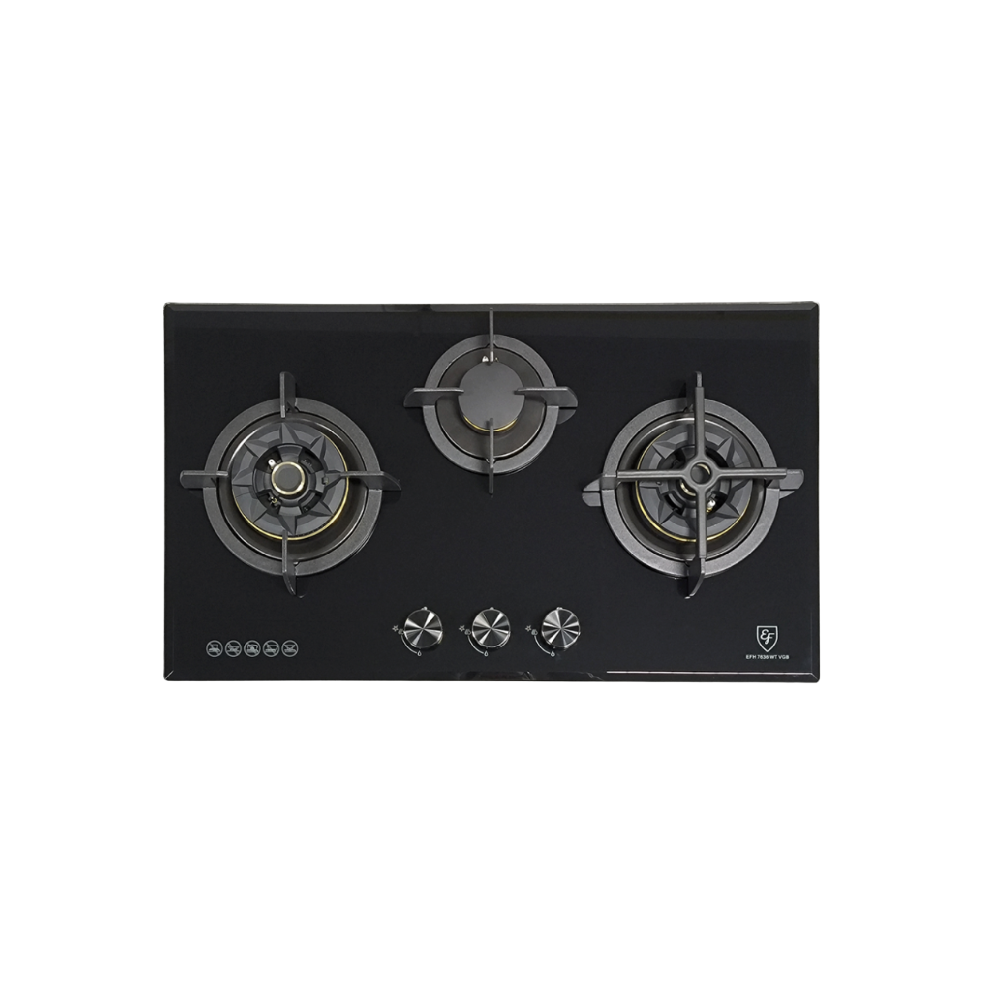EF EFH7636WTVGB - 78cm Tempered Glass Gas Hob 3 Burners