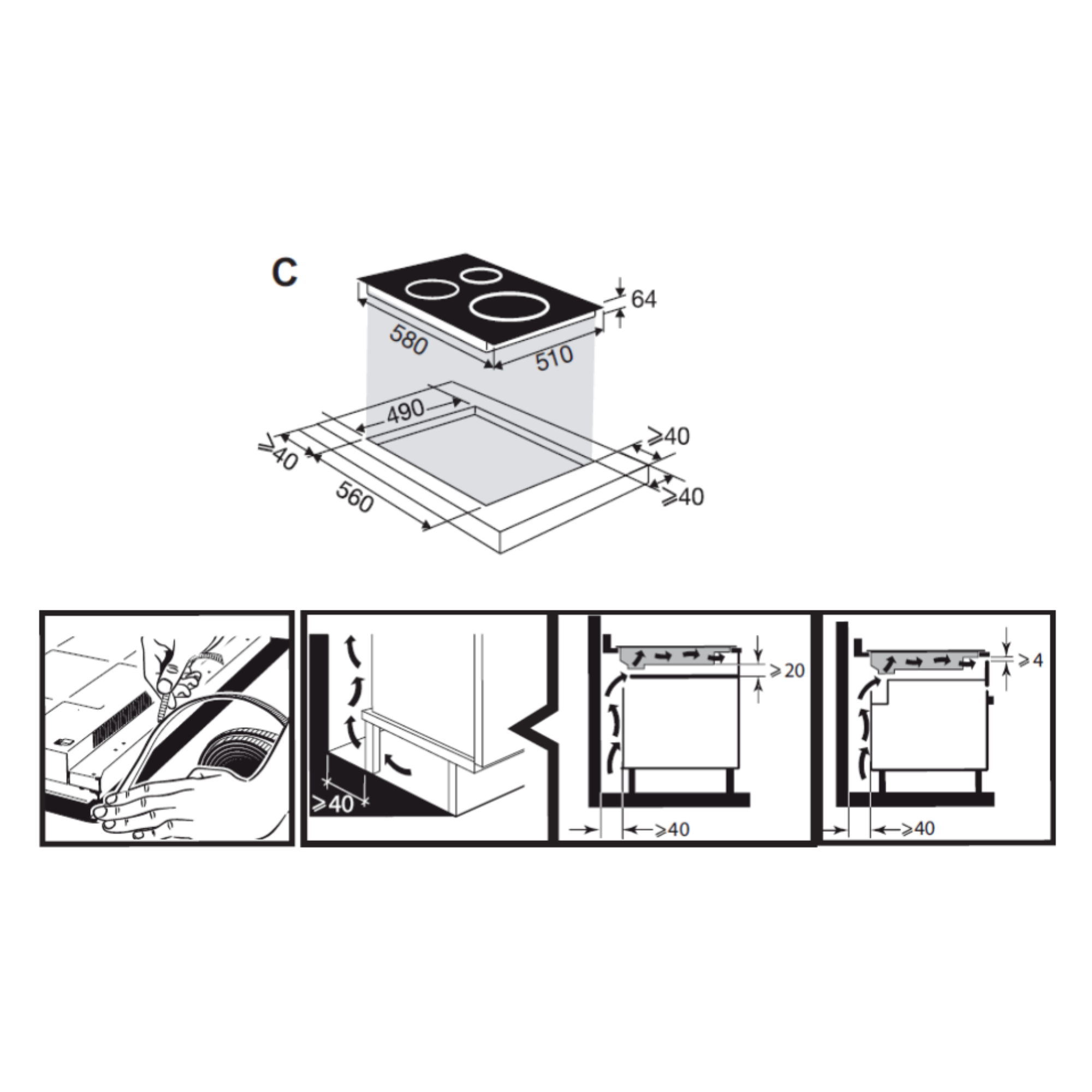 Brandt BPI164HUX - 60cm Induction Hob 4 Burners