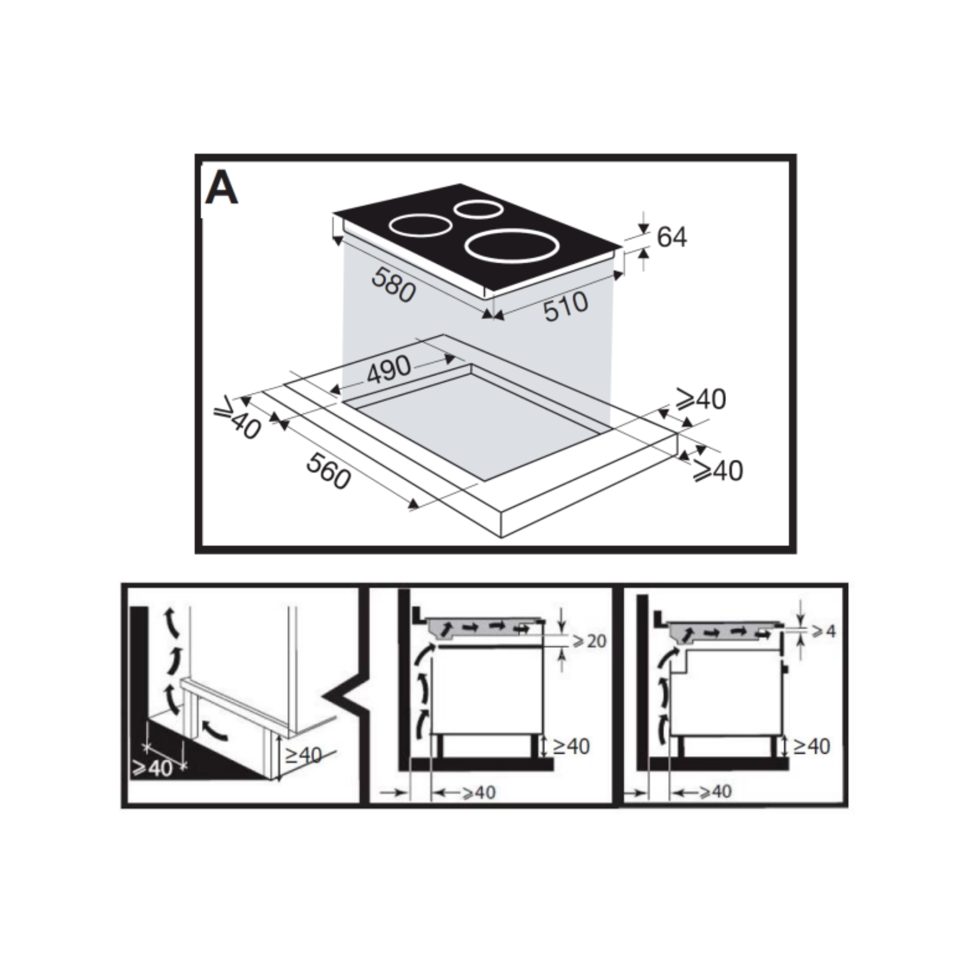 Brandt BPI163DUB - 60cm Induction Hob 3 Burners