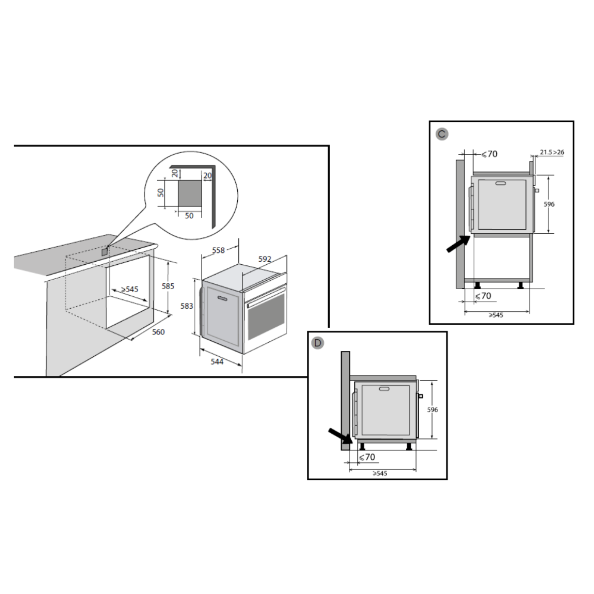 Brandt BOP7543LX - 73L 7 Functions Built-In Pyrolytic Oven