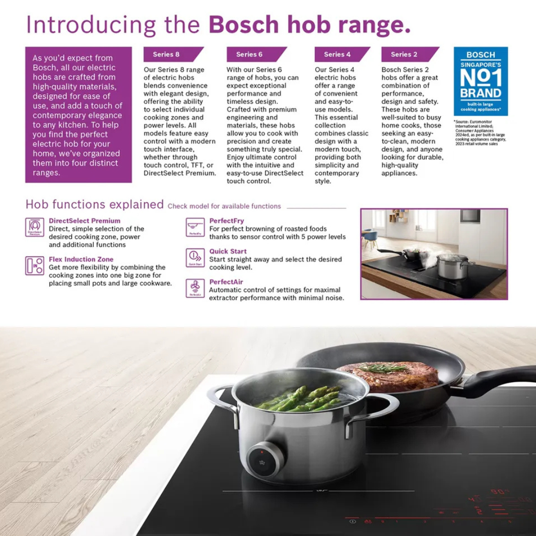 BOSCH PUE612BB1 - 60cm Induction Hob 4 Burners