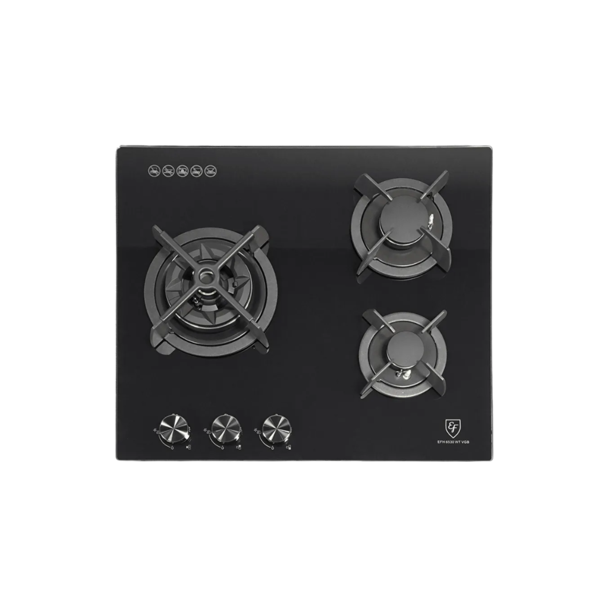 EF EFH6530WTVGB - 60cm Tempered Glass Gas Hob 3 Burners
