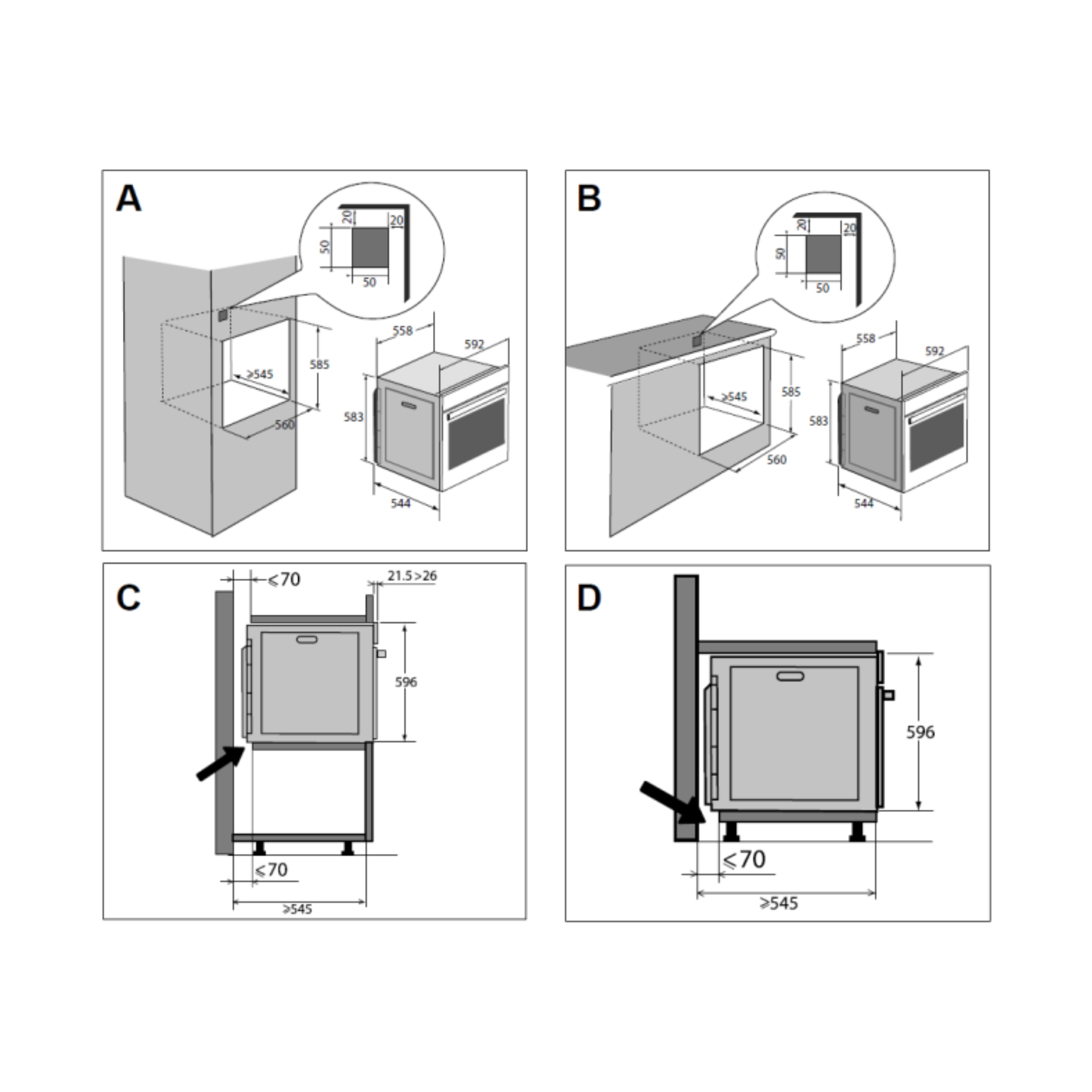 Brandt BOR7586G - 73L 11 Functions Built-In Pyrolytic Oven