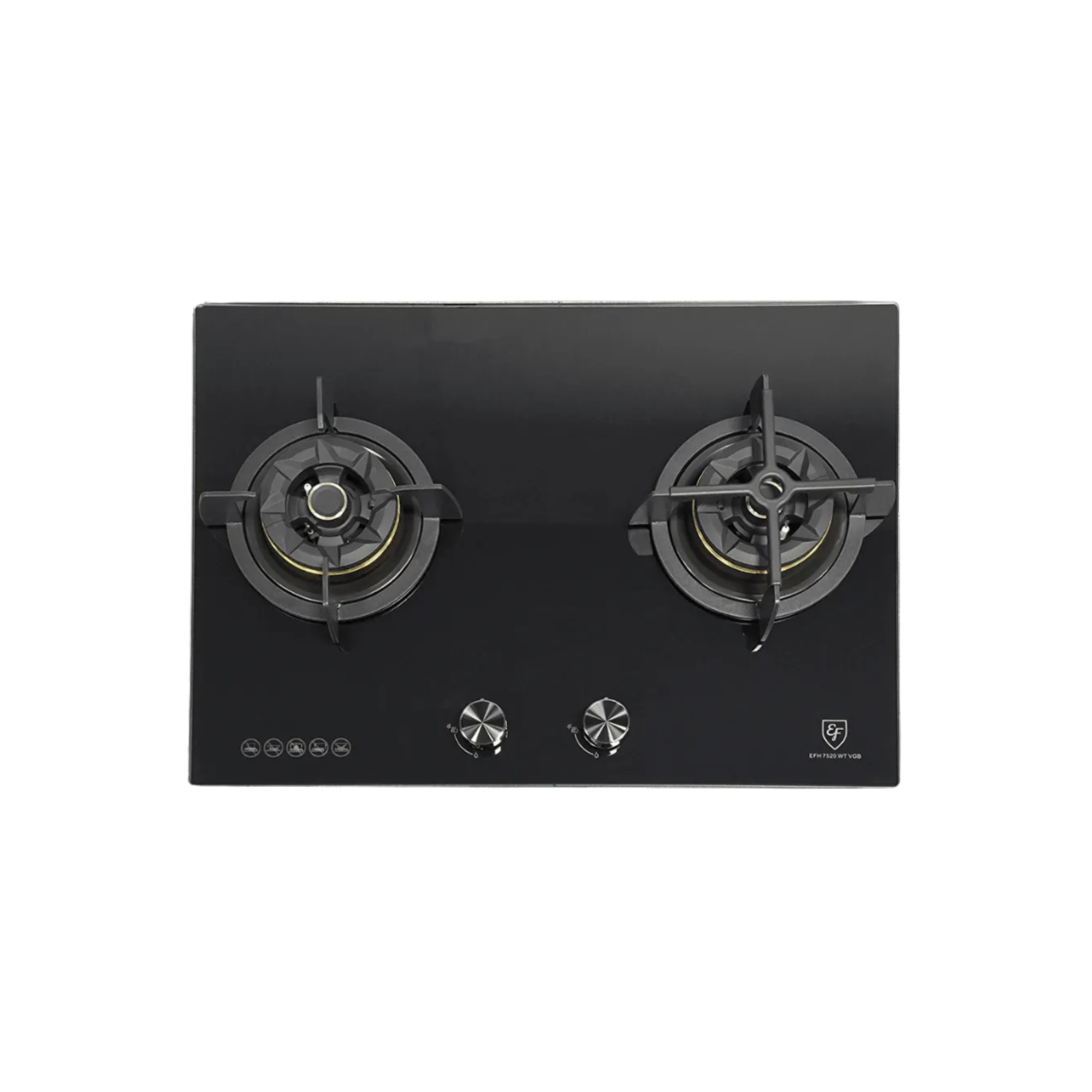 EF EFH7520WTVGB - 70cm Tempered Glass Gas Hob 2 Burners