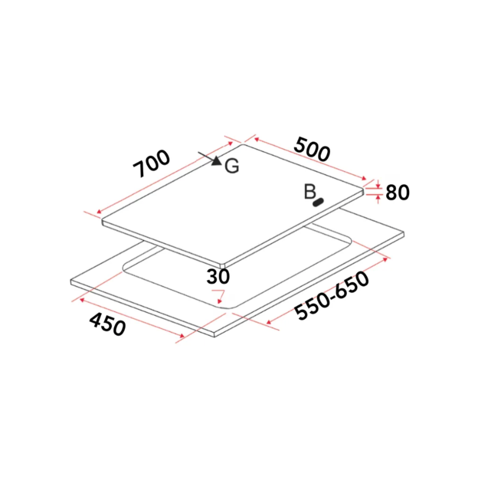 EF EFH7627WTVGB - 78cm Tempered Glass Gas Hob 2 Burners